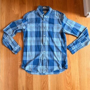 J. Crew Men's Blue Plaid Button-Down Shirt